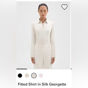 Theory NWT fitted shirt in silk georgette (sand)